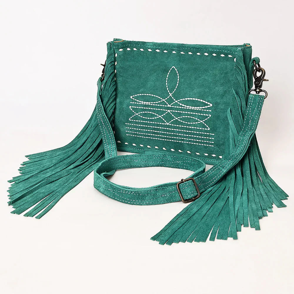 American Darling Crossbody Suede Leather Bag ADBG1572B with fringe and western design.