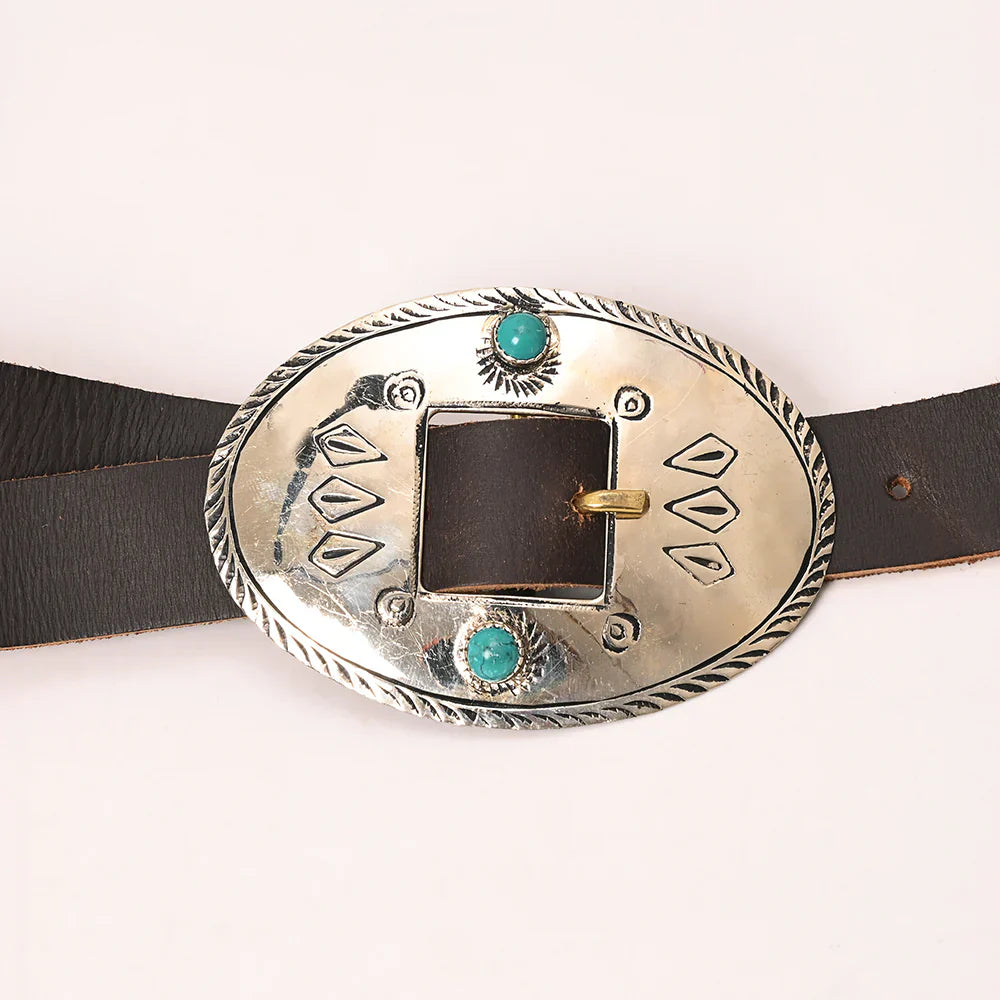 American Darling Belt with German Silver Conchos and Antique Finish Buckle.