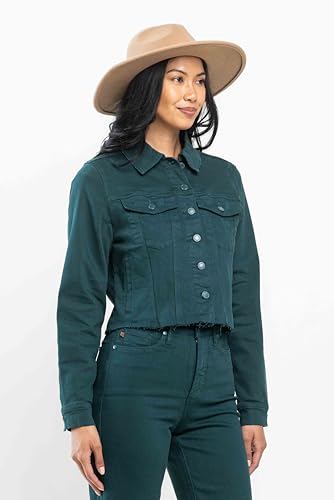 Teal denim Judy Blue Jacket 7864, versatile and stylish for daily wear.