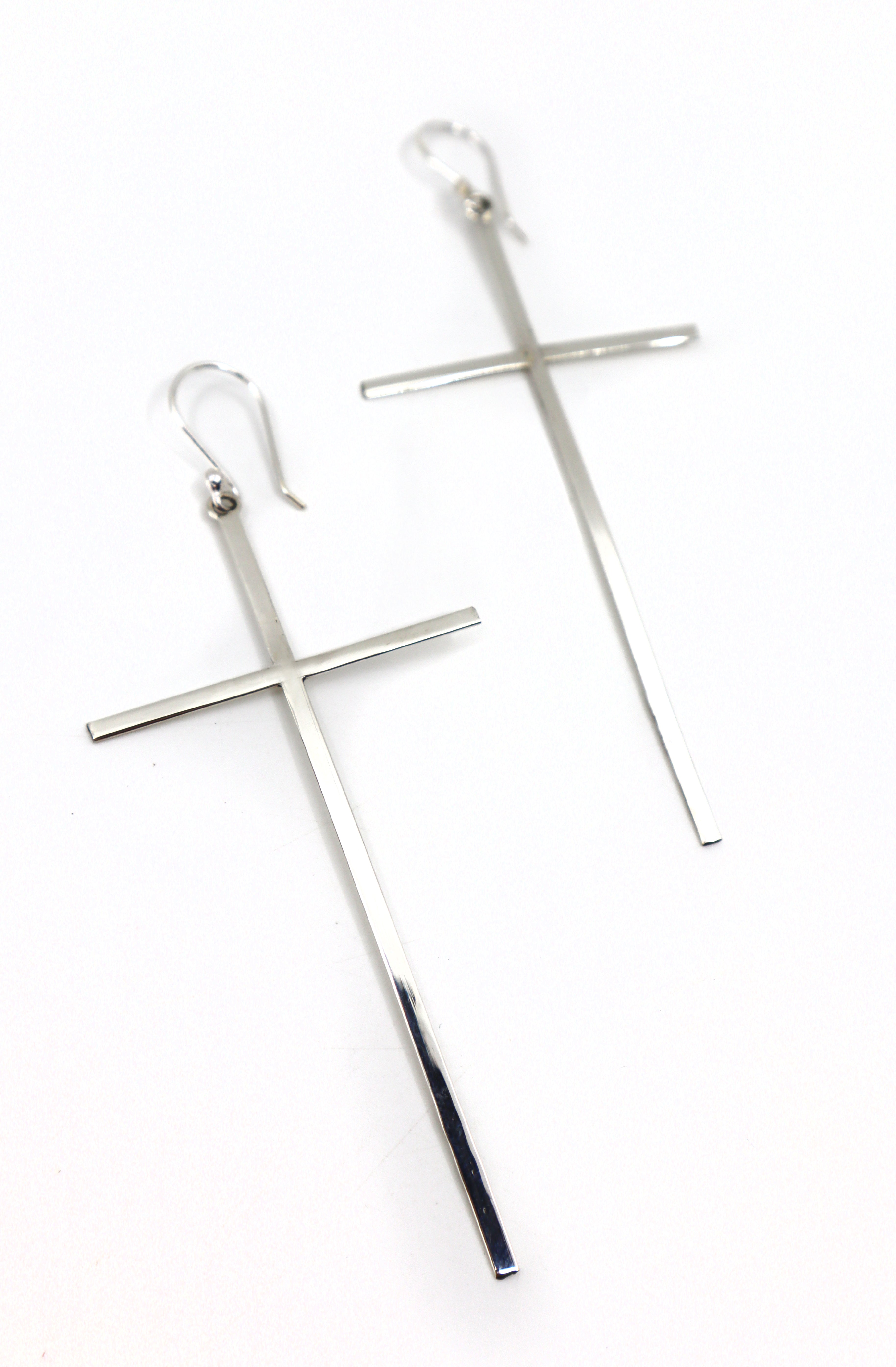 Handmade Sterling Silver Cross Earrings PSTPE32