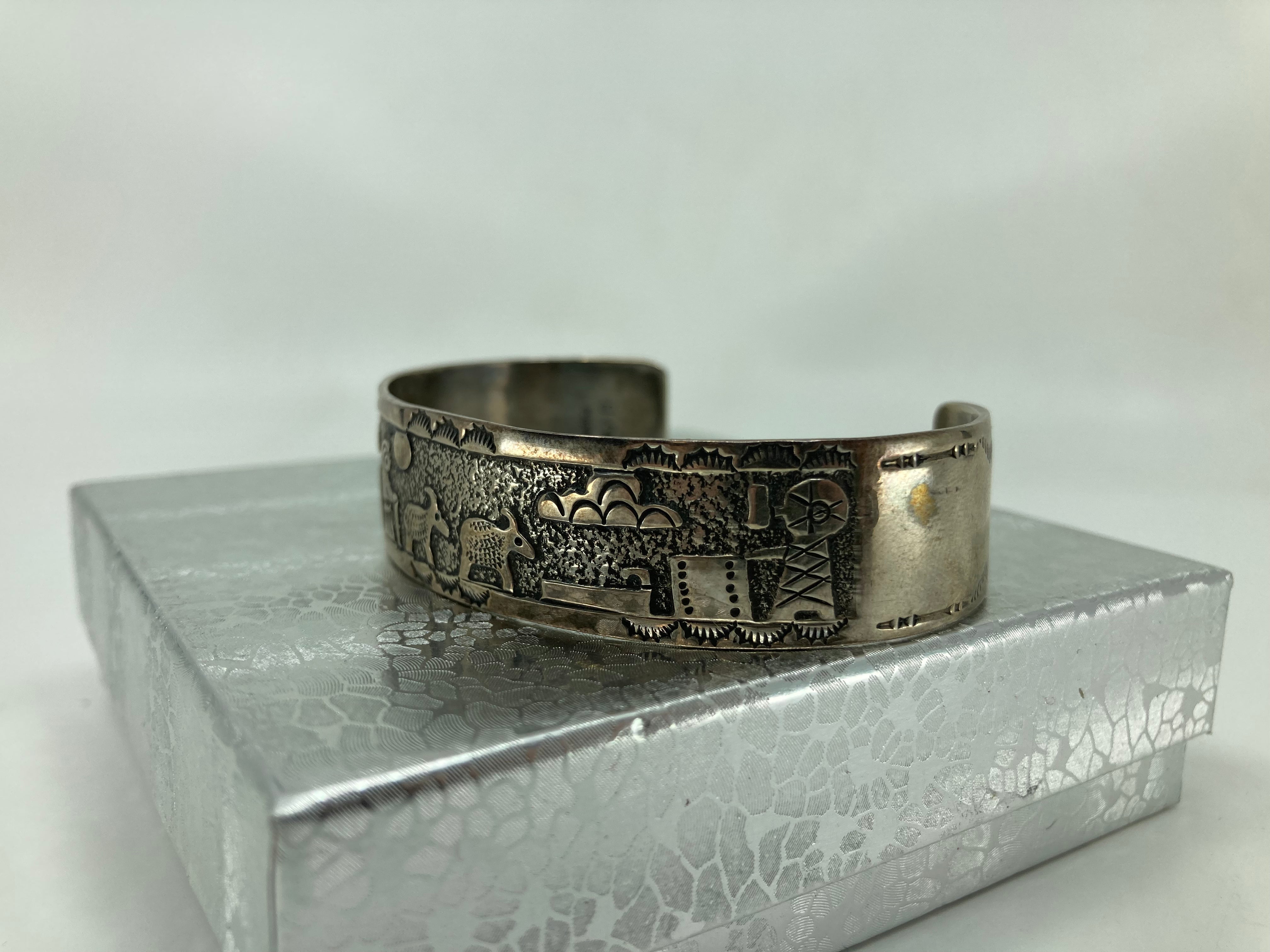 Handmade Sterling Silver Farm Scene Cuff Bracelet PSTPC02