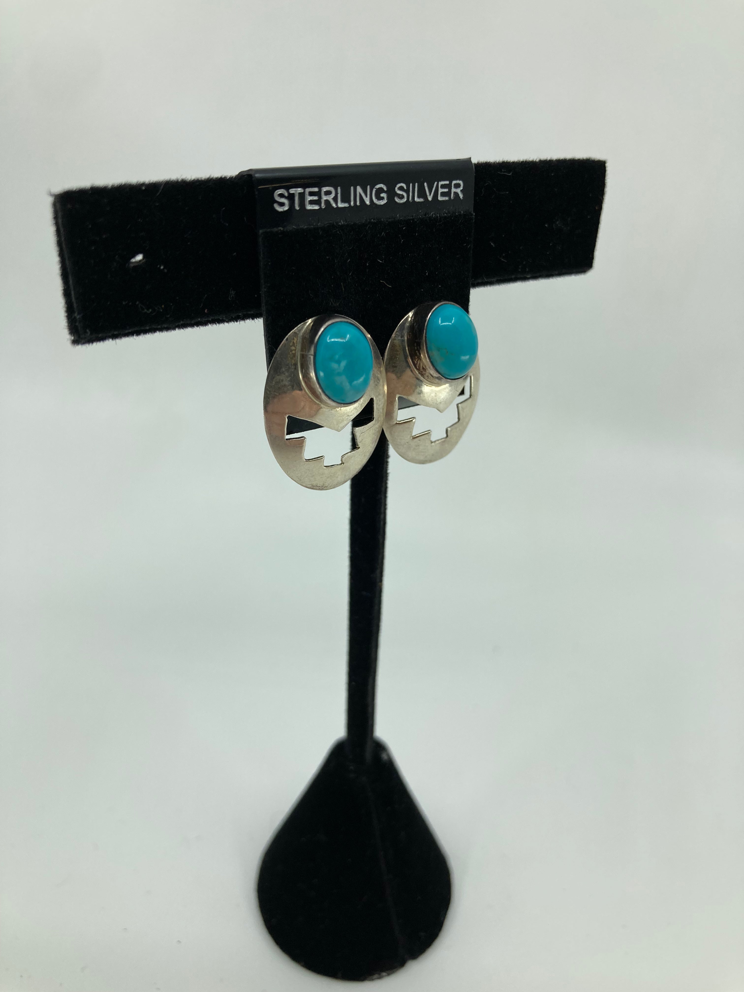 Handmade Sterling Silver Turquoise Concho Stud Earrings PSTPE18