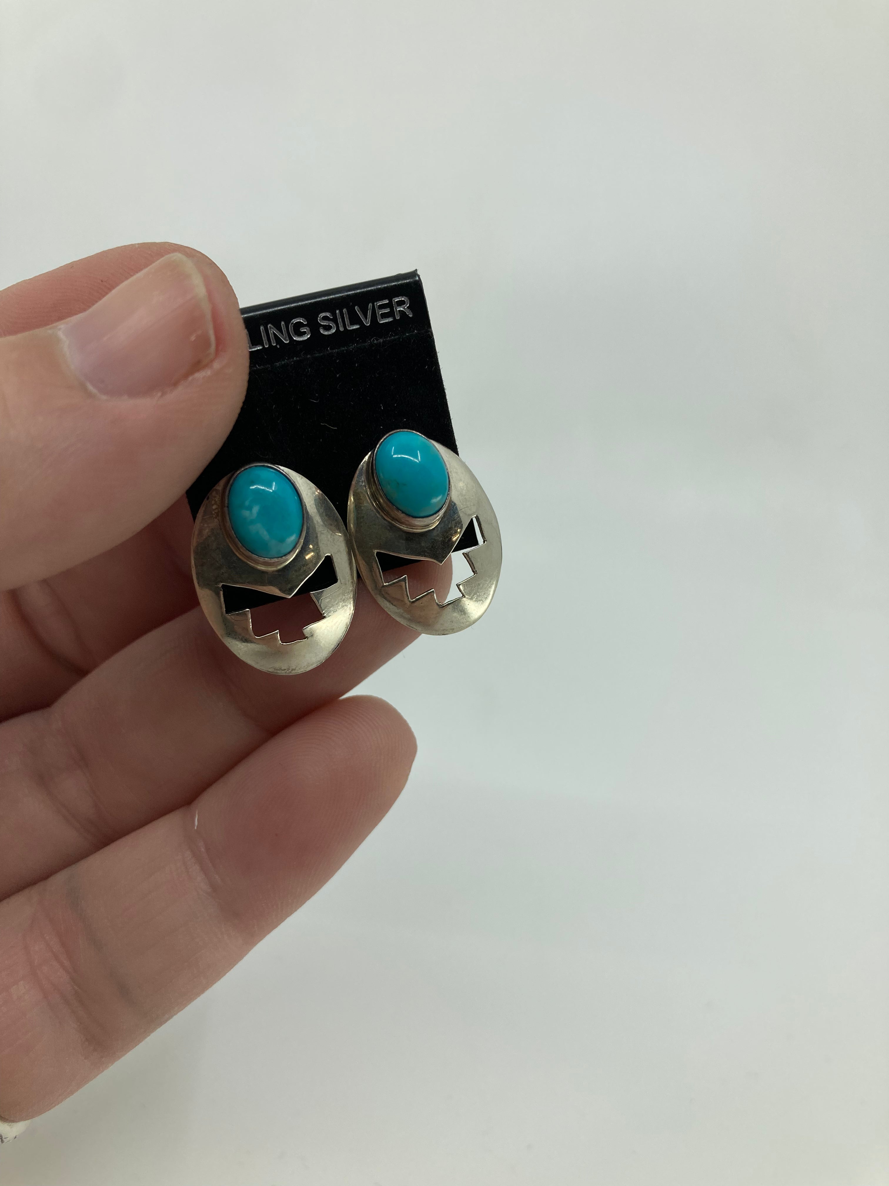 Handmade Sterling Silver Turquoise Concho Stud Earrings PSTPE18