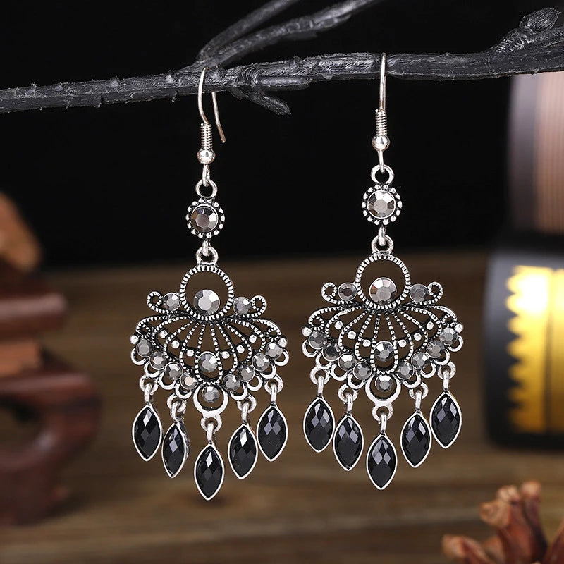 Tassel Water Drop Earrings - Vintage Rhinestone