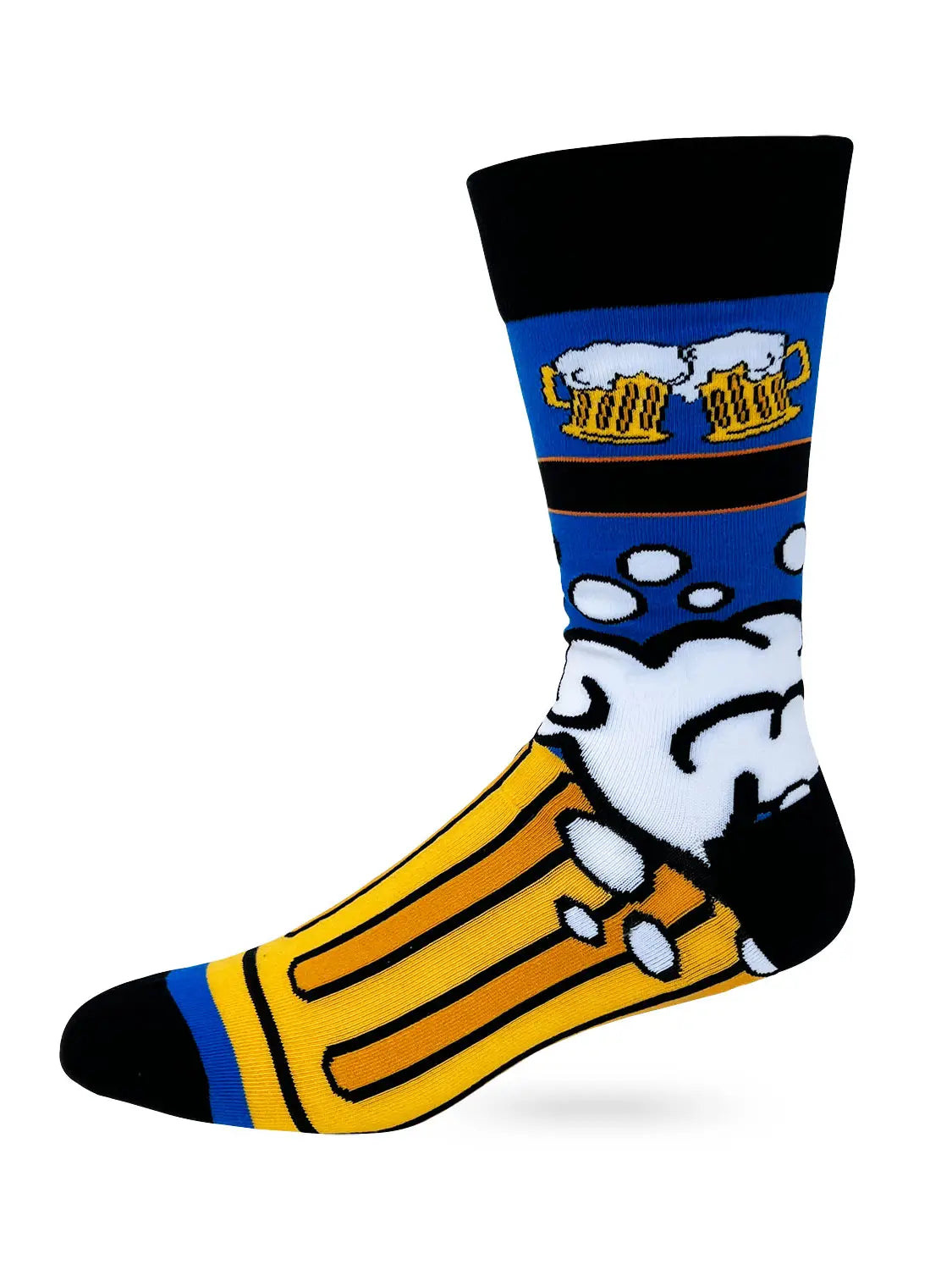 Men’s novelty crew sock with “IPA Lot When I Drink” beer design, soft breathable fabric.