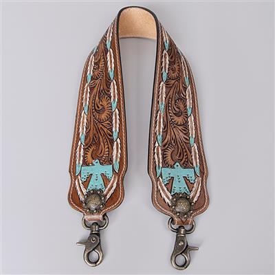 Hand-tooled American Darling Replacement Strap with antique finish leather and metal fittings.