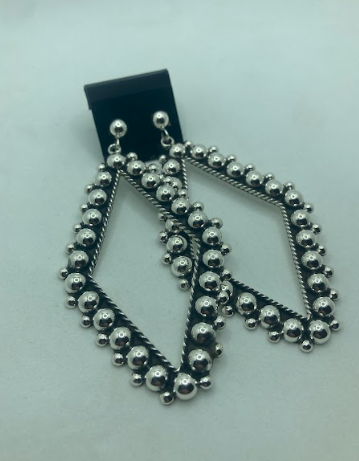 Handmade Navajo Sterling Silver Diamond Post Earrings