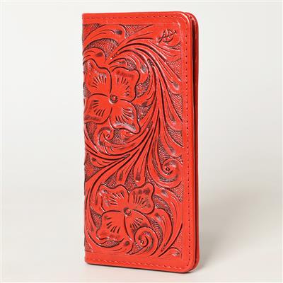 American Darling Wallet ADBG1269D in hand-tooled red cowhide leather with floral design.