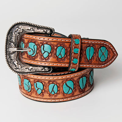 Turquoise Stone Tooled Belt