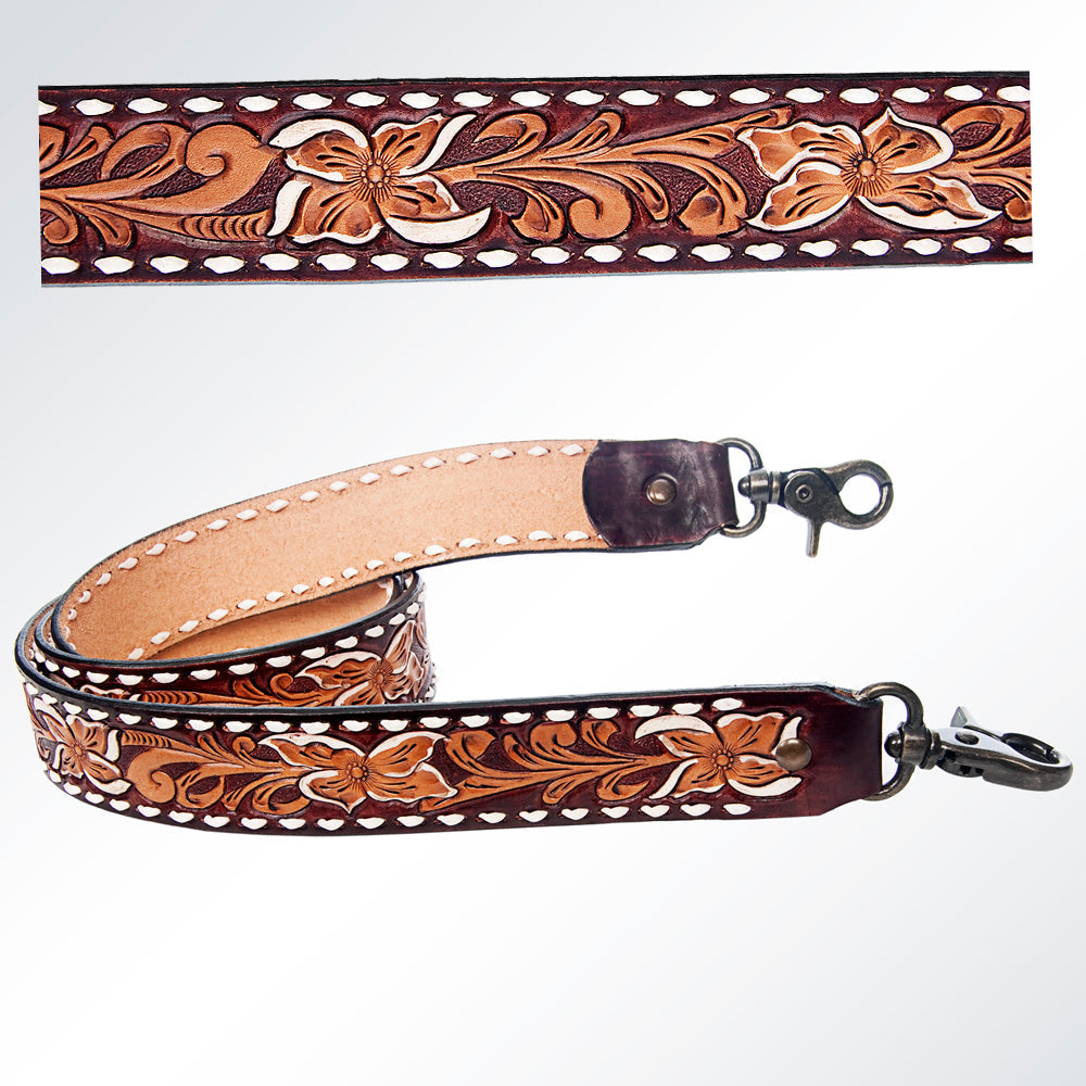 American Darling Replacement Strap ADSTF157 brown leather with floral tooling and metal clasps