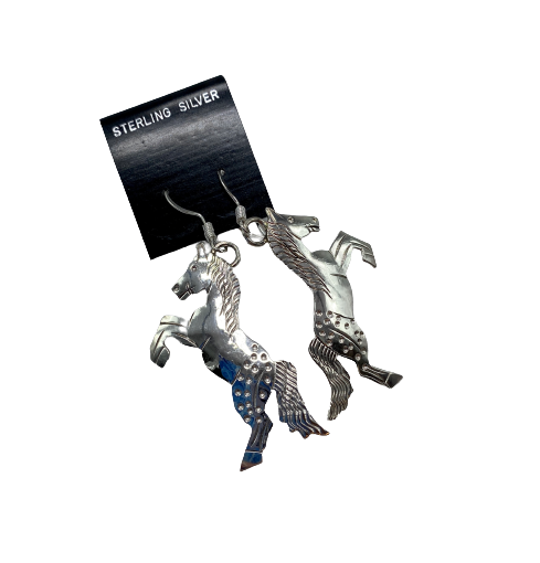 Handmade Navajo Sterling Silver Mustang Horse Earrings