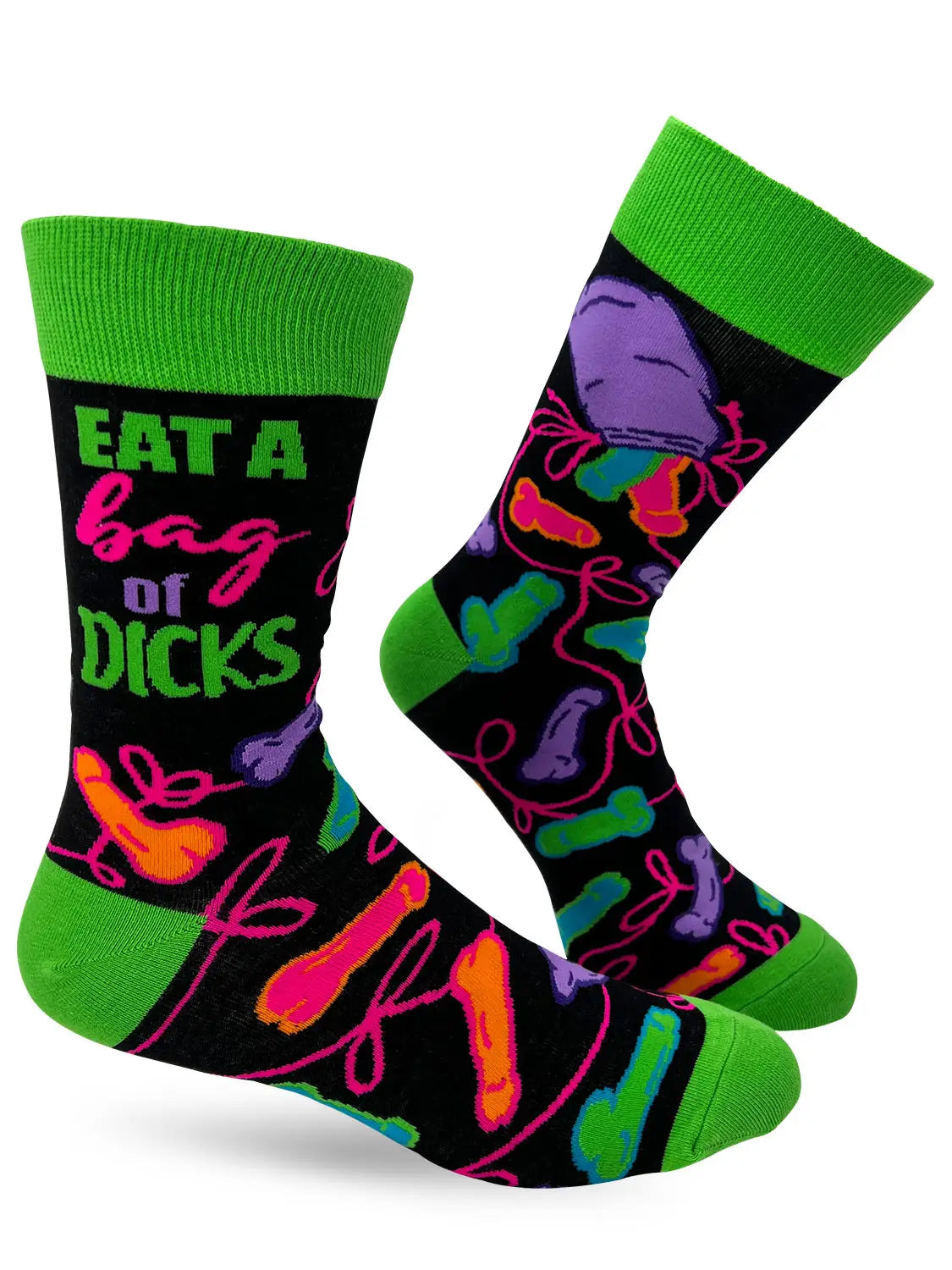 Men's novelty crew socks with bold 