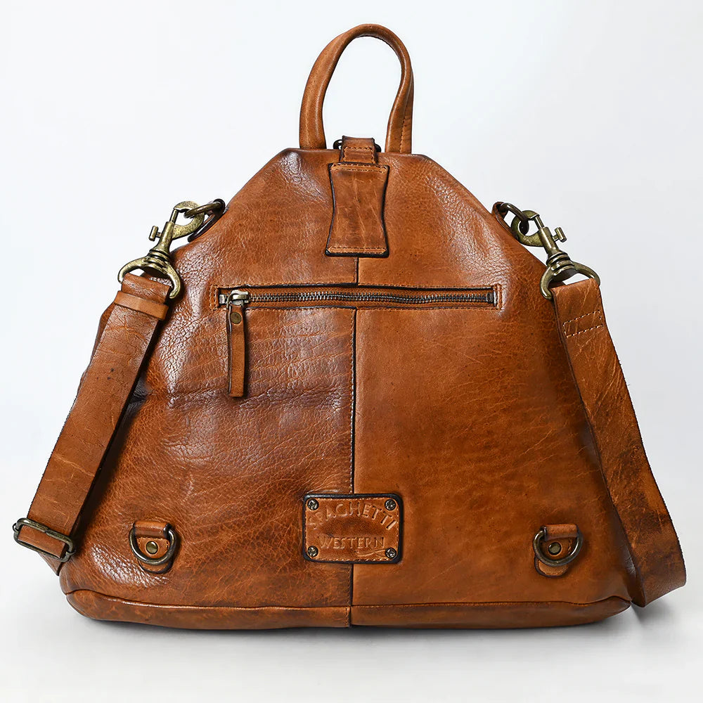 Spaghetti Western Backpack SWC194TAN, premium full grain leather, adjustable strap, durable metal fittings.