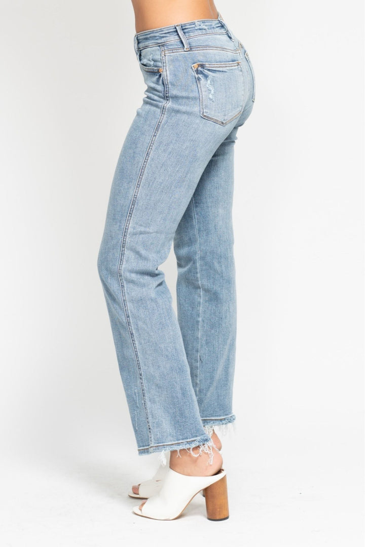 Judy Blue Jeans mid-rise cell phone pocket dad jeans with 10" rise and 32" inseam in cotton blend