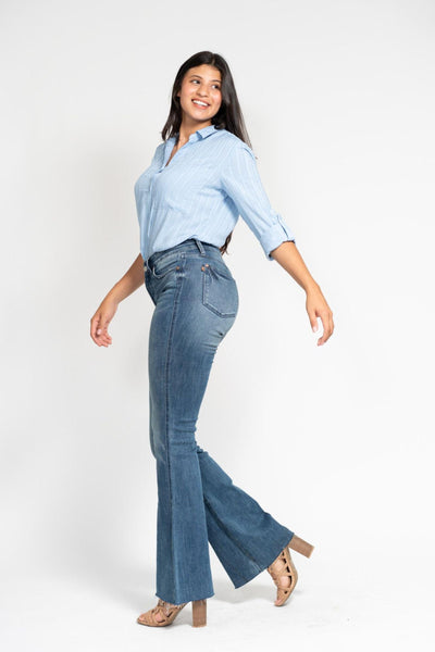 Judy Blue Jeans 88472, midrise vintage wash flare, comfortable fit.