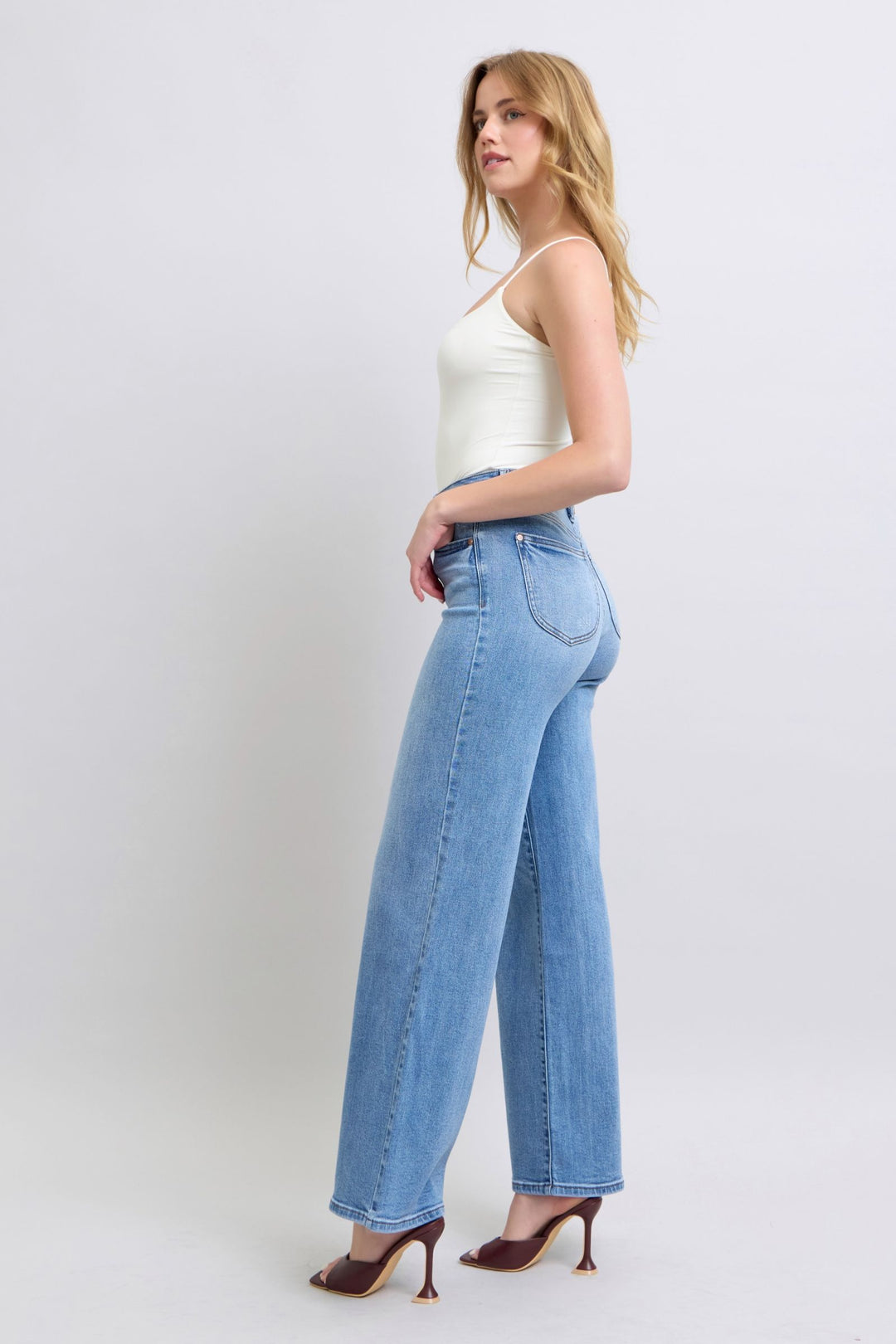 Judy Blue Jeans 82625 high waist vintage wash wide leg.