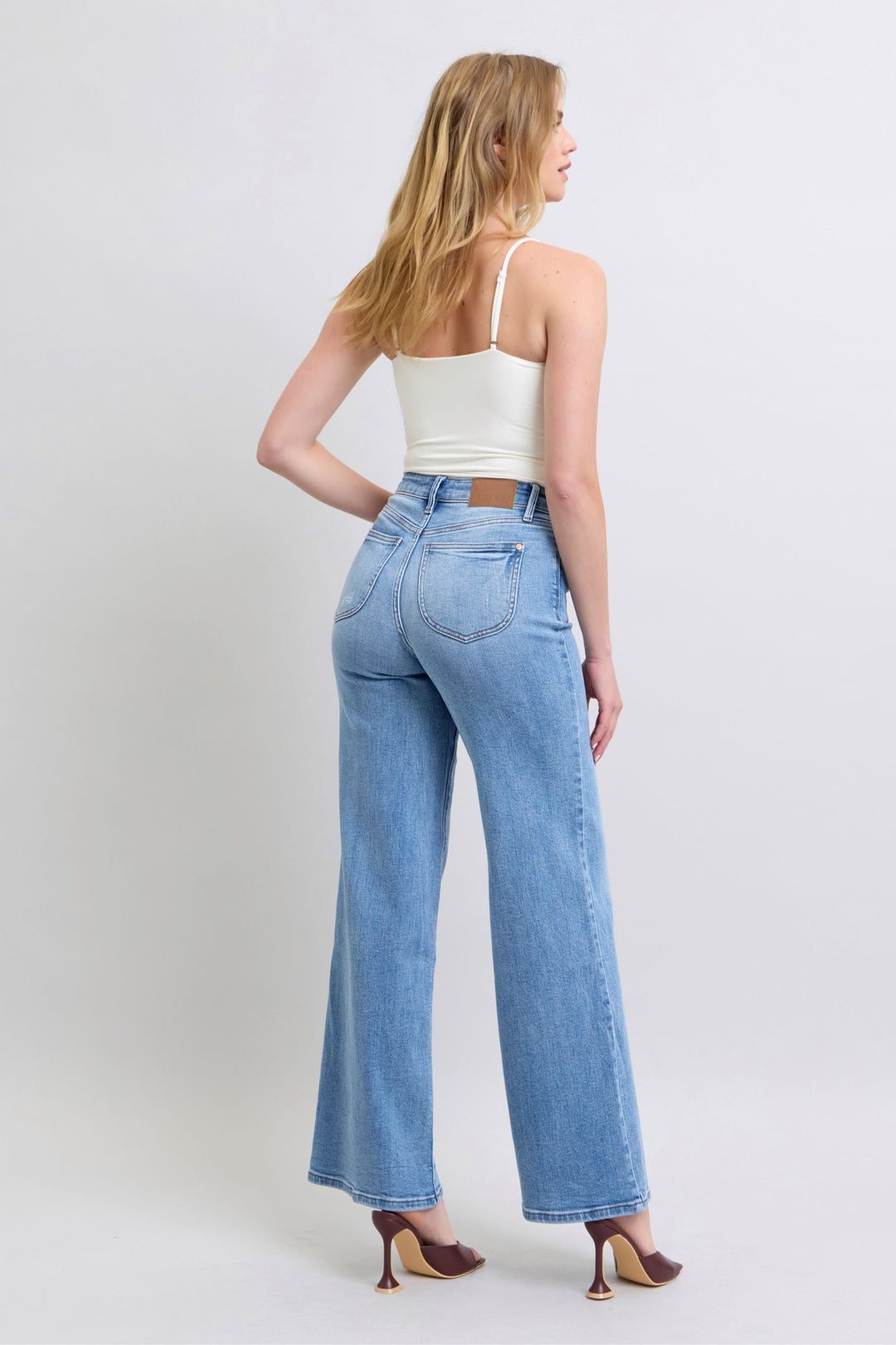 Judy Blue Jeans 82625 high waist vintage wash wide leg denim.