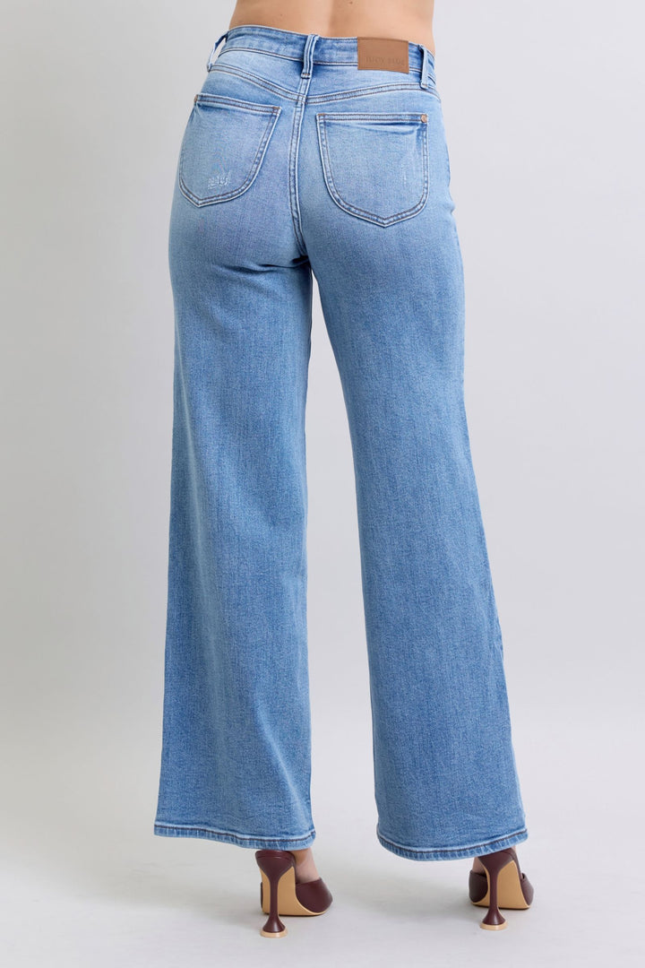 Judy Blue Jeans 82625 high waist vintage wash wide leg.