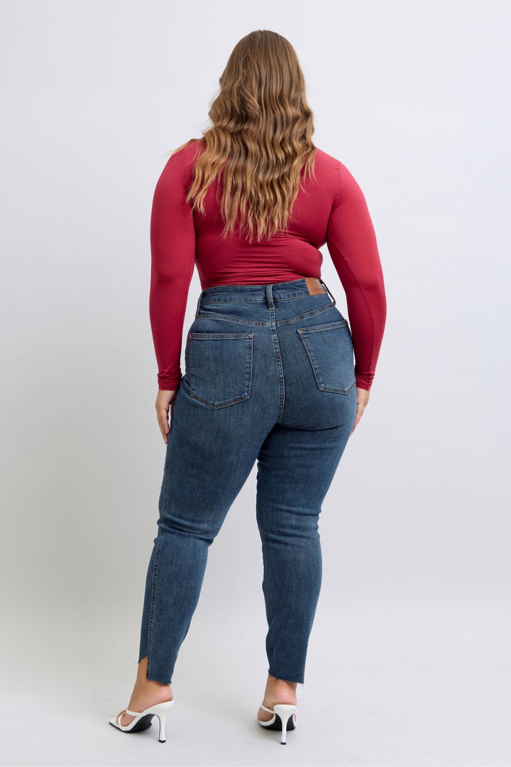 Judy Blue Jeans high waist tummy control step hem skinny fit back view