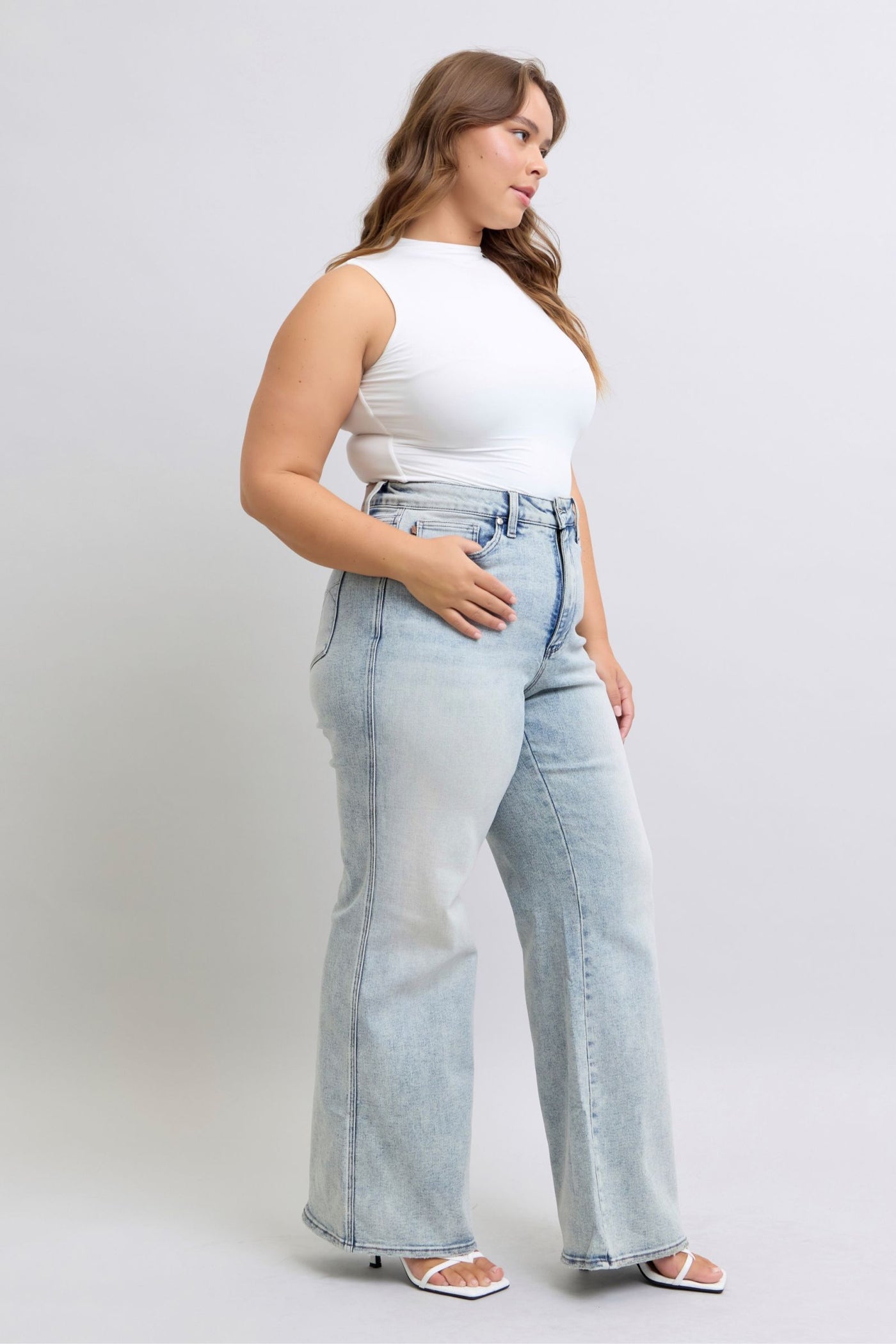 Judy Blue Jeans 88867 high waist wide leg denim with tummy control.