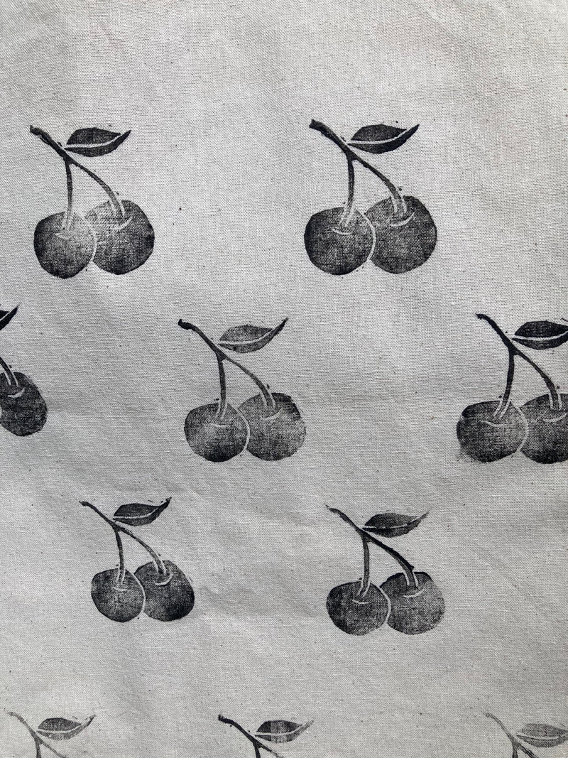 Wild Sour Hand Printed Cherry Canvas Tote