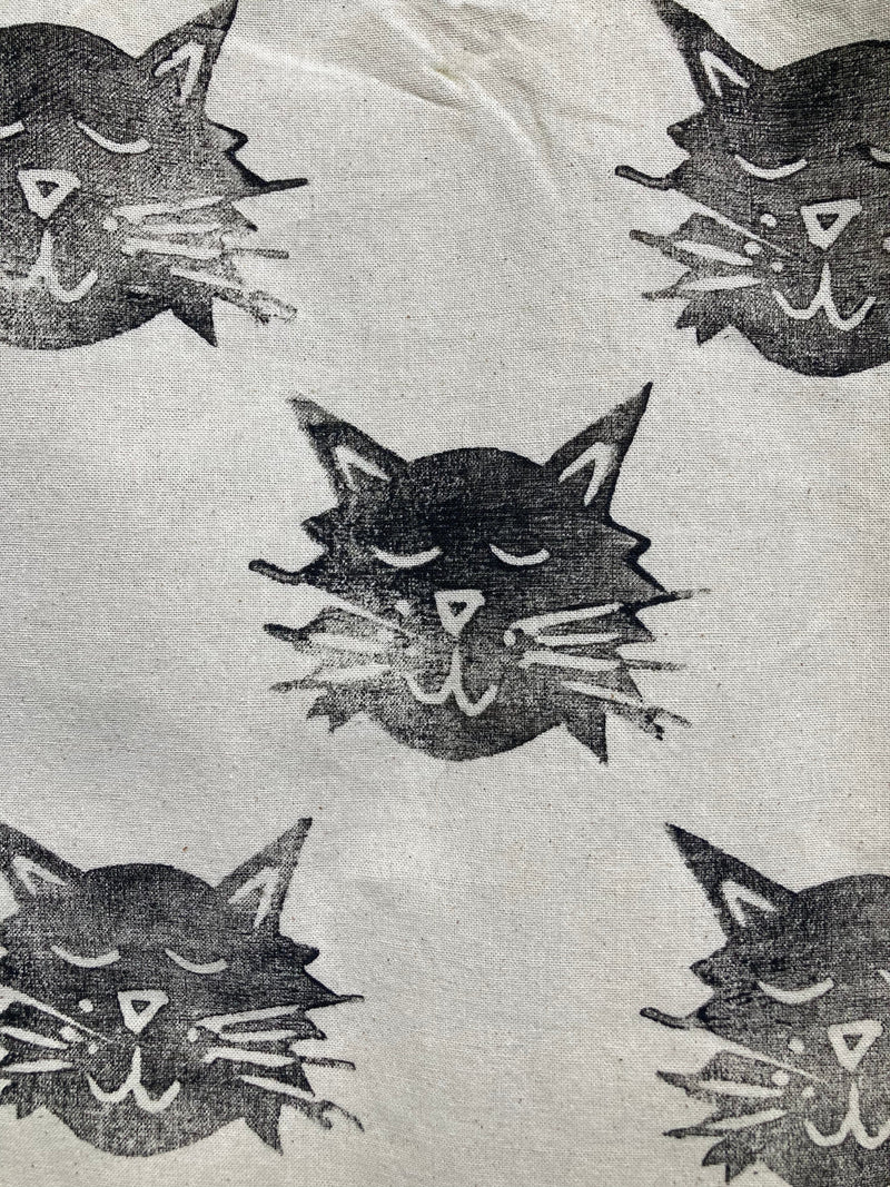 Wild Sour Hand Printed Cat Canvas Tote