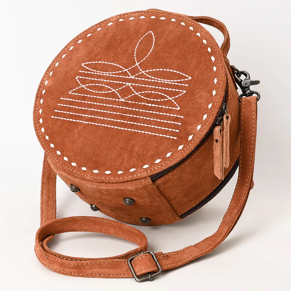 American Darling Canteen Bag ADBG1549A made from premium suede and full-grain leather with adjustable strap and antique finish hardware.