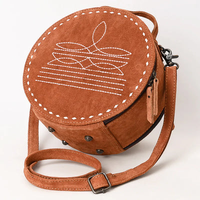 American Darling Canteen Bag ADBG1549A made from premium suede and full-grain leather with adjustable strap and antique finish hardware.