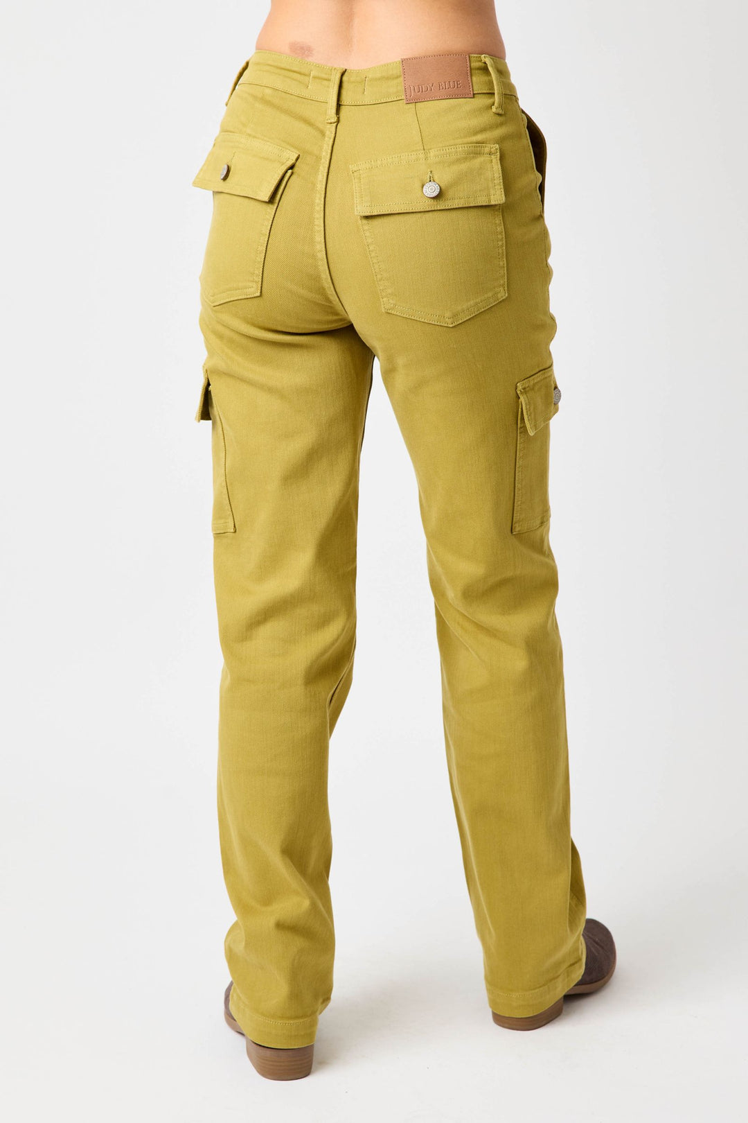 Judy Blue Jeans high waisted garment dyed straight cargo pants in mustard with multiple pockets