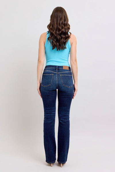 Dark wash bootcut Judy Blue Jeans 82586, back view.