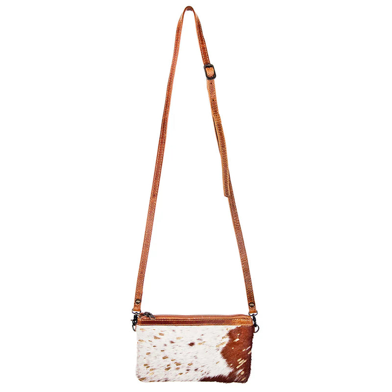 American Darling Small Crossbody Messenger Bag ADBGS142ACGO in cowhide hair-on genuine leather with adjustable strap and antique metal fittings