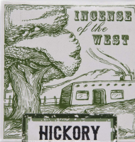 Natural Wood Incense Bricks - Hickory scent packaging with rustic landscape design.