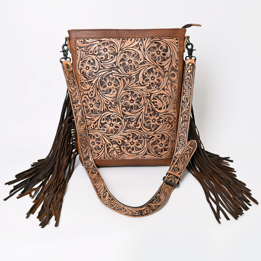 American Darling Large Crossbody Messenger Bag ADBG507BR with intricate pattern and fringe details.