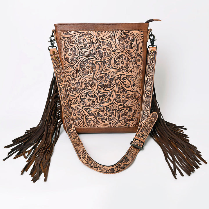 American Darling Large Crossbody Messenger Bag ADBG507BR with intricate pattern and fringe details.