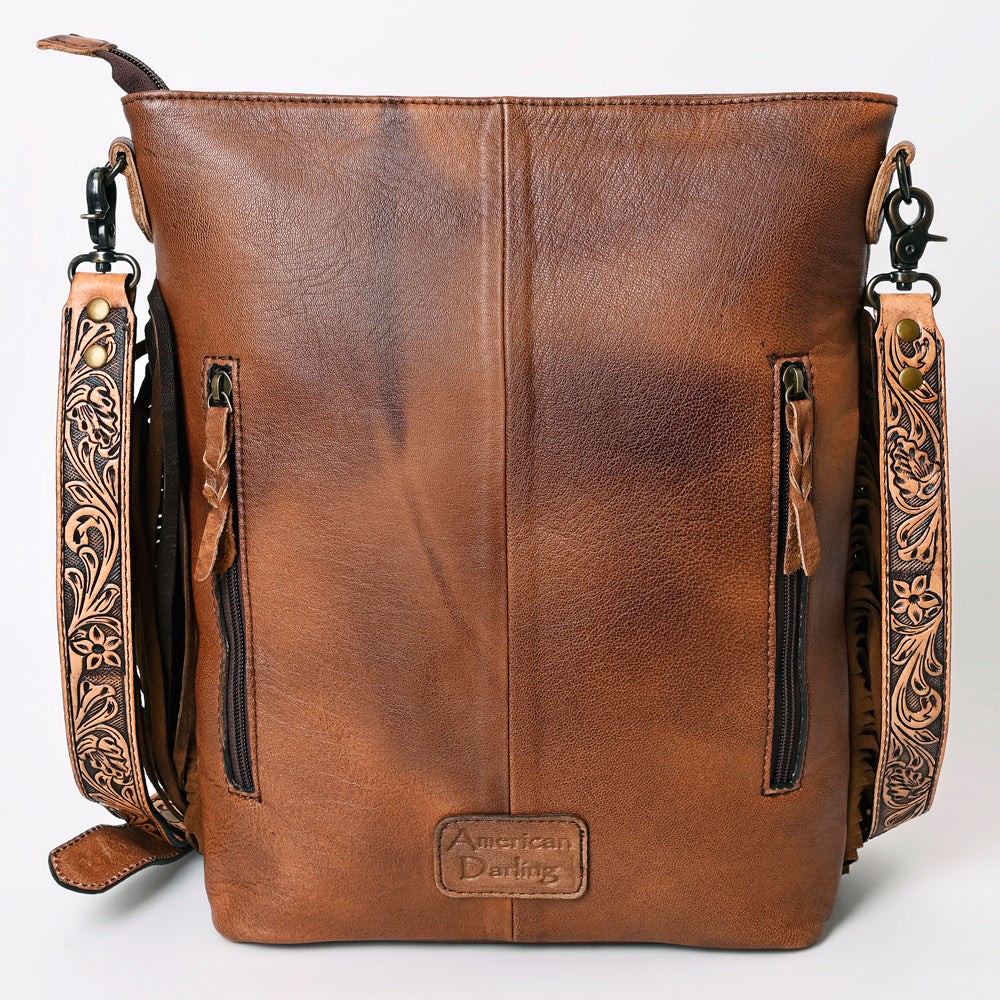 American Darling Large Crossbody Messenger Bag ADBG507BR, 15x12x5 inches, detailed leather design.
