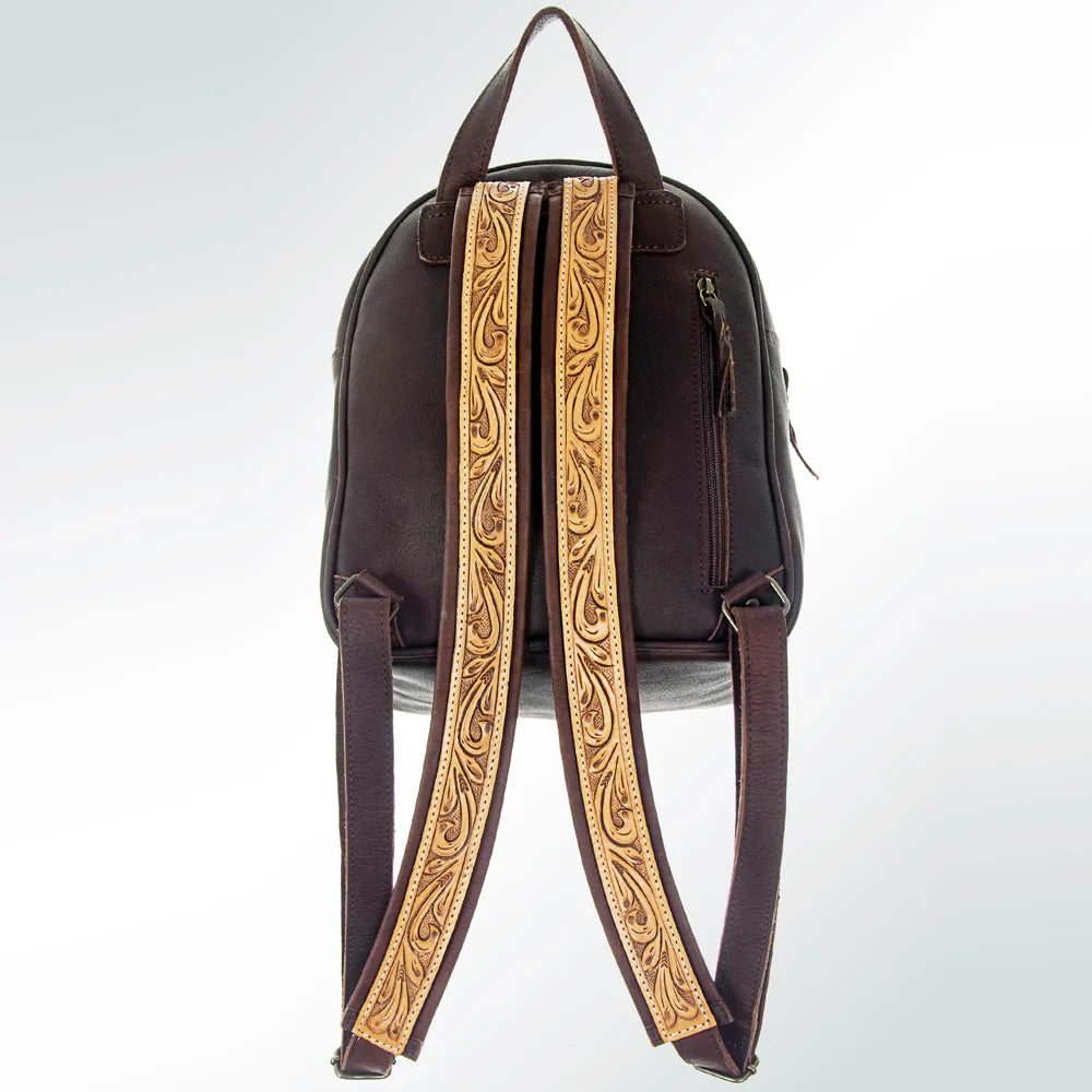 American Darling Backpack ADBG560 handcrafted vegetable tanned cowhide leather with turquoise stone and adjustable strap