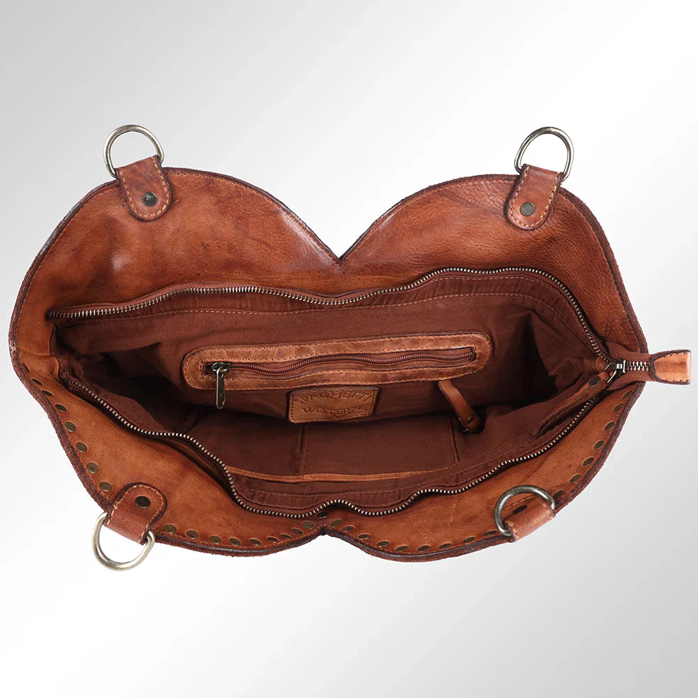 Spaghetti Western Tote Handbag SWC136BTAN with handcrafted leather interior.