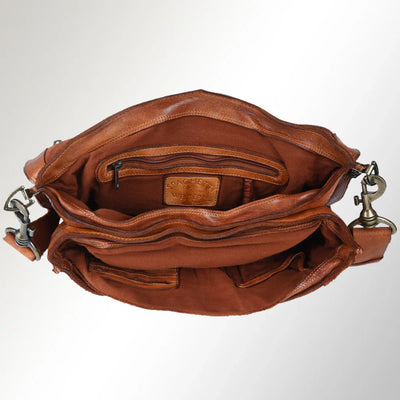 Spaghetti Western Crossbody Messenger Bag SWC171TAN in premium leather with interior compartments.