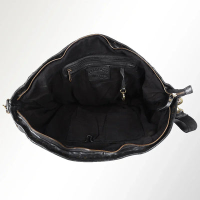 Spaghetti Western Tote Handbag SWC188BLK with adjustable leather strap and durable YKK zippers.