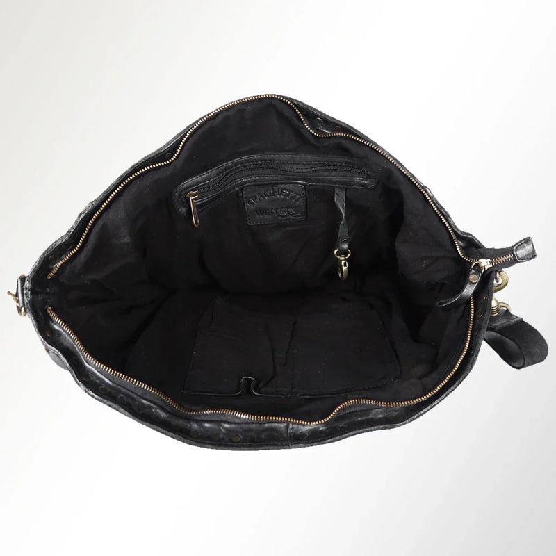 Spaghetti Western Tote Handbag SWC188BLK with adjustable leather strap and durable YKK zippers.