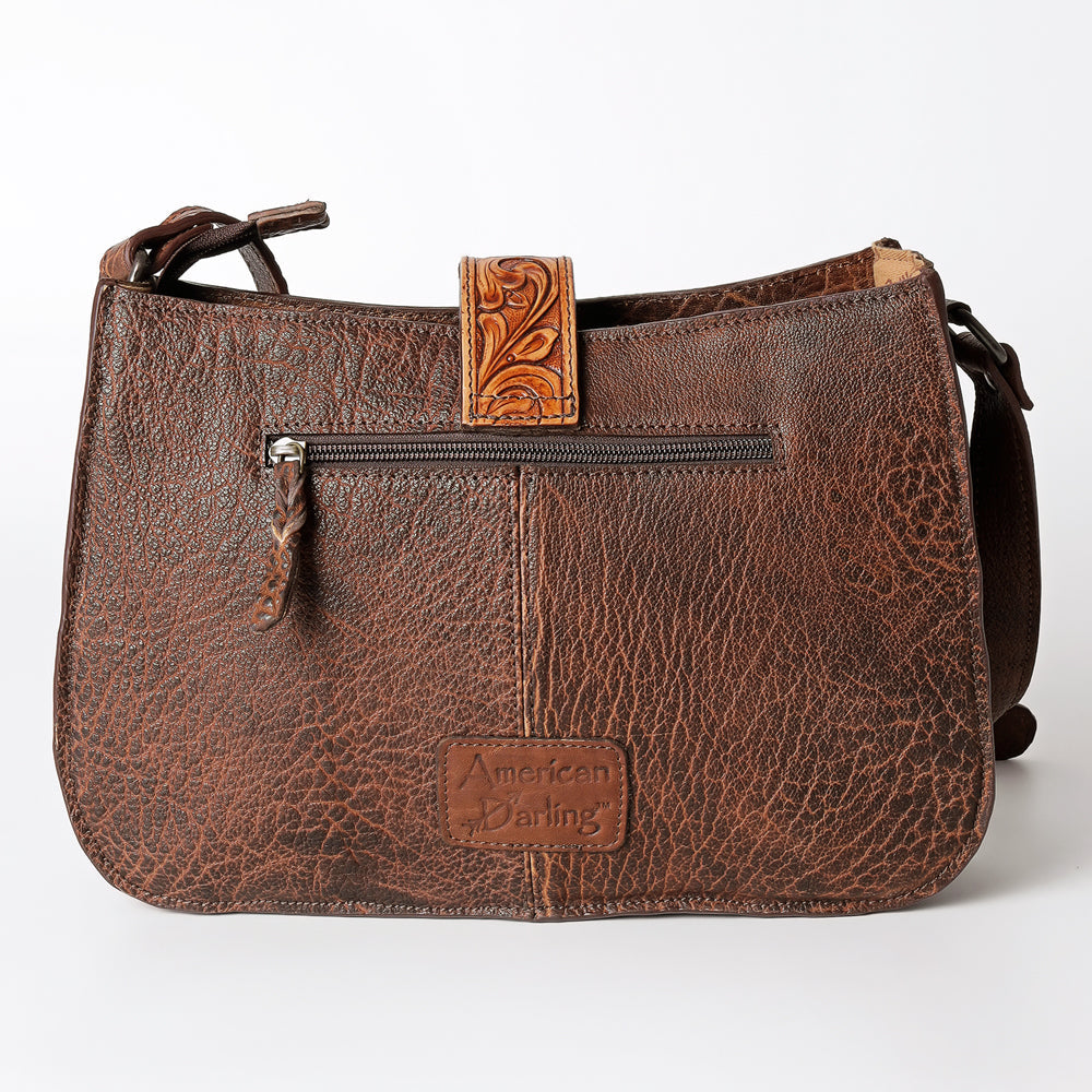 American Darling Crossbody Bag ADBGZ426C made of detailed hand-tooled antique-finished American cowhide leather with adjustable strap and YKK zipper