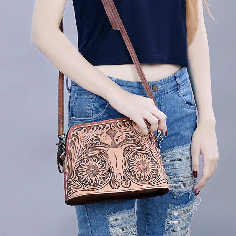 American Darling Crossbody Bag ADBG769 with floral design in use.