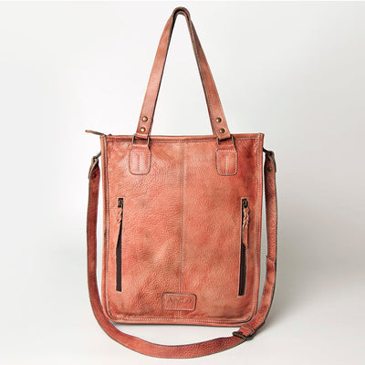 Mind Tote NMBG111E, leather tote bag with dual handles and front zippers.