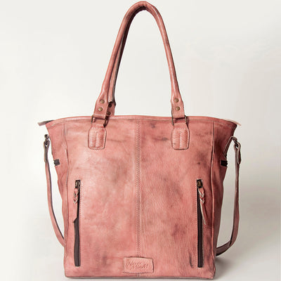 Premium full grain leather Never Mind Tote NMBG124A with adjustable strap and antique metal fittings