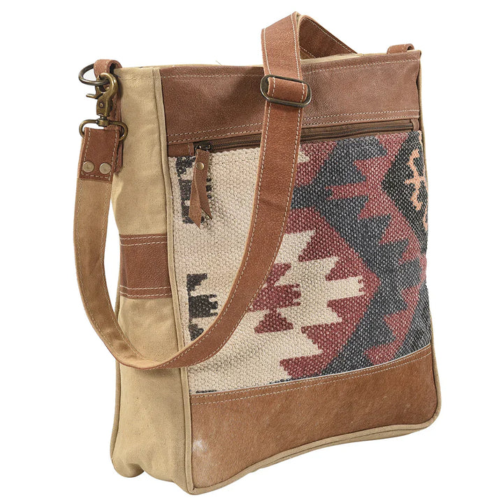 Ohlay Crossbody Bag KB188 with handwoven wool, vintage print cotton, and genuine leather.