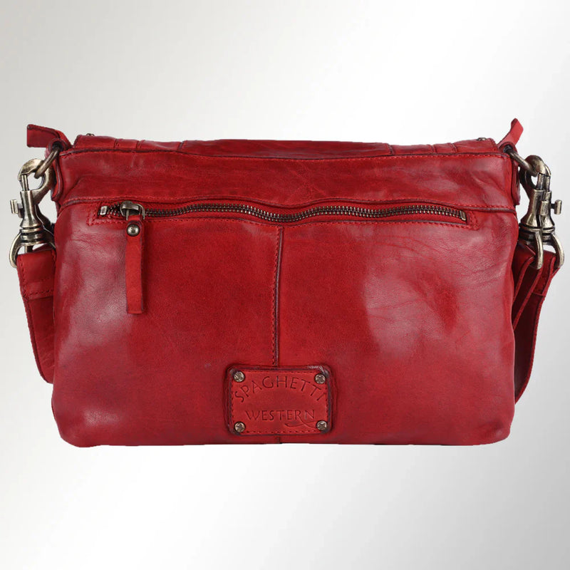 Red Spaghetti Western Tote Handbag SWC174RD made from premium leather.