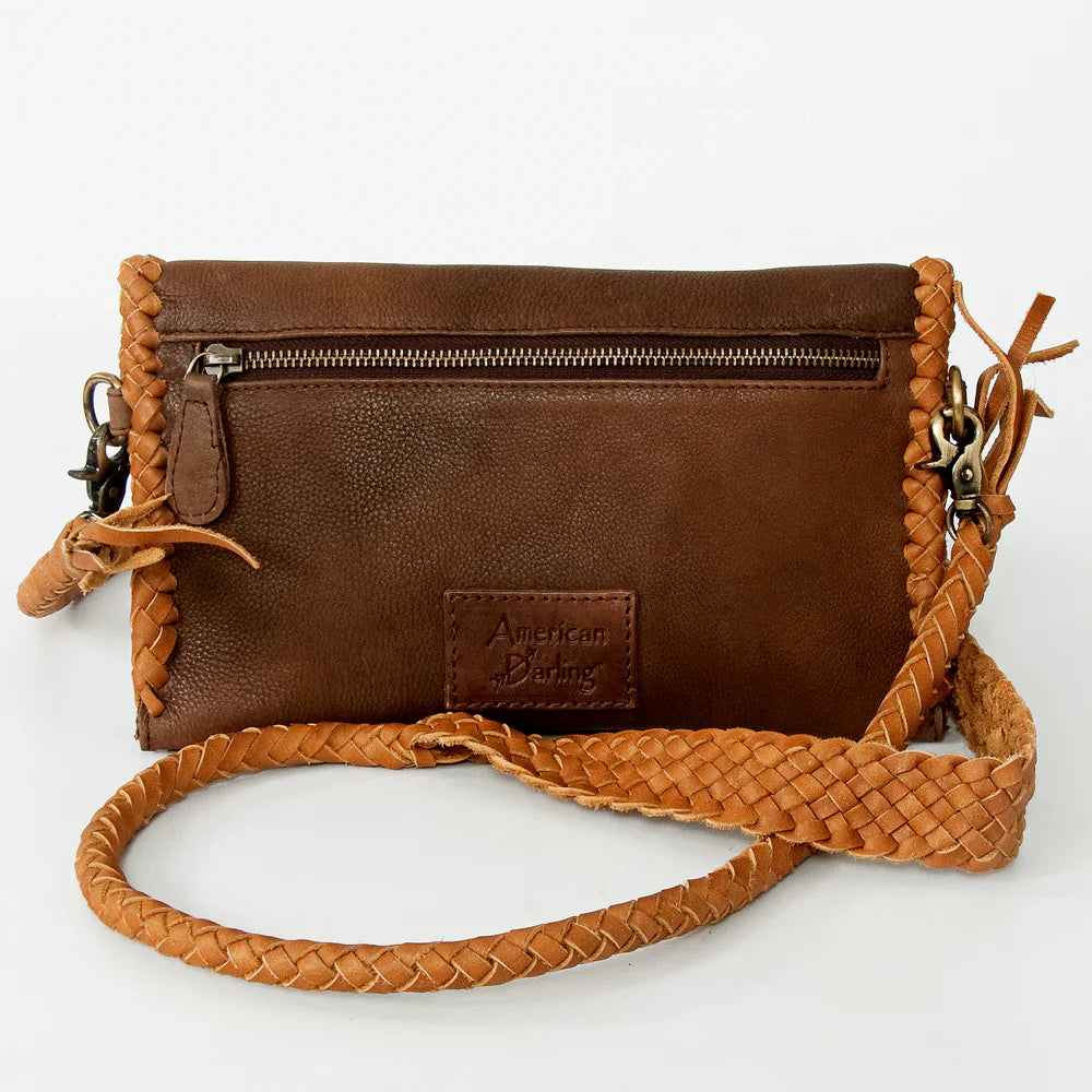 American Darling small crossbody messenger bag with fringes and turquoise stone.