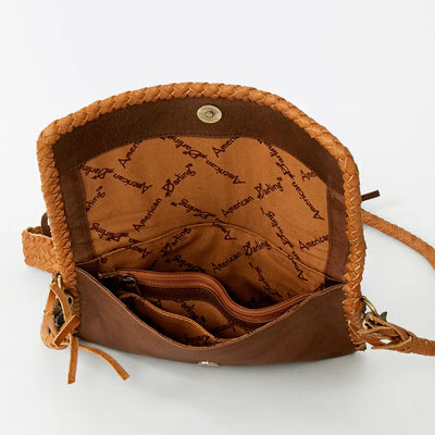 American Darling Small Crossbody Messenger Bag with Fringe and Turquoise Stone