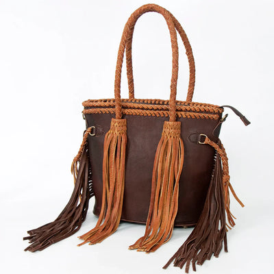 American Darling Tote Bag ADBGD147A with fringes and leather braiding.