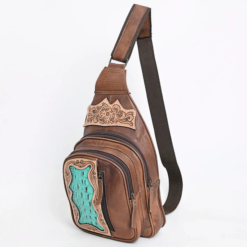 American Darling Sling ADBG1151 with hand-tooled leather and crocodile embossing.